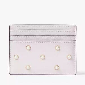 Kate Spade Madison Studded Faux Pearls Small Slim Card Holder, Lilac Moonlight